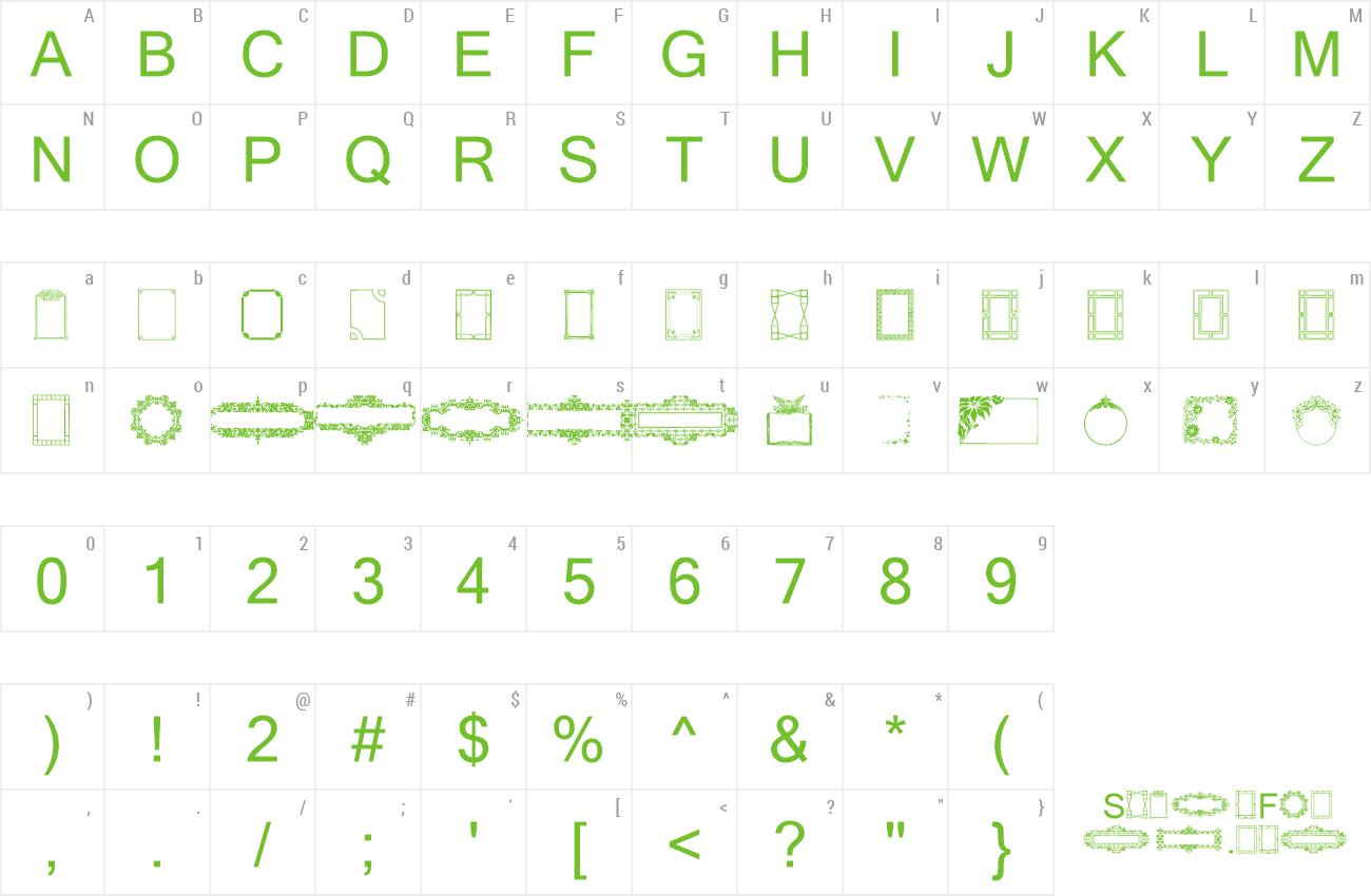 Font Frames and Headers preview